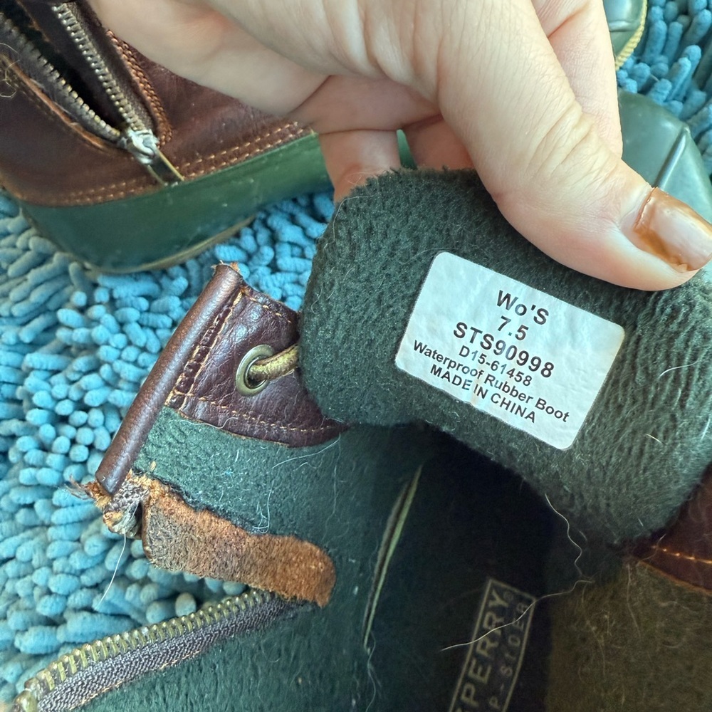 Sperry Green and Brown Water Resistant Rain Boots - Picture 3 of 4